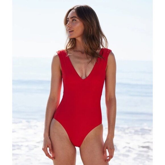 Summersalt The Ruched Backflip in lava red 16 XL - Picture 1 of 10